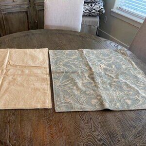New - (2) Pottery Barn 24"X24" Lt Blue & Cream Pillow Covers